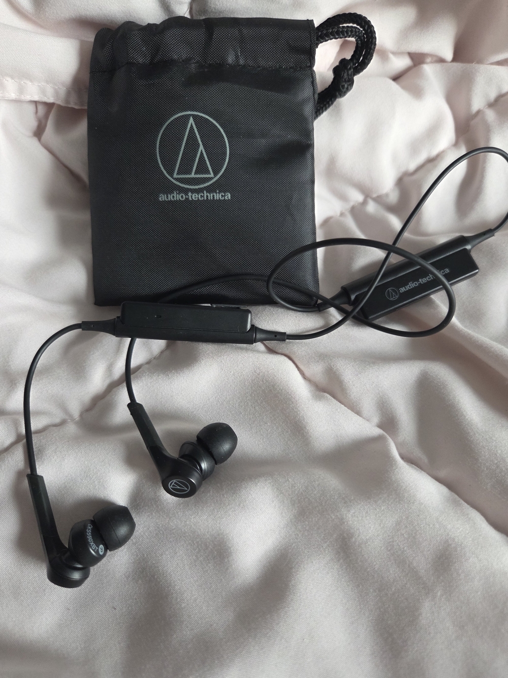 Audio-Technica Black Wired In-Ear Headphones with Carry Pouch